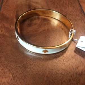 KATE SPADE Bangle Bracelet White and Gold Tone NWT